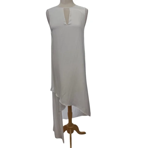 bcbg white asymmetrical dress BCBGMAXAZRIA White One Shoulder Shadow Silk Dress
